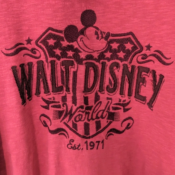 Disney Parks Walt Disney World Embroidered Henley Hoodie Mickey Red Medium M - Picture 5 of 8
